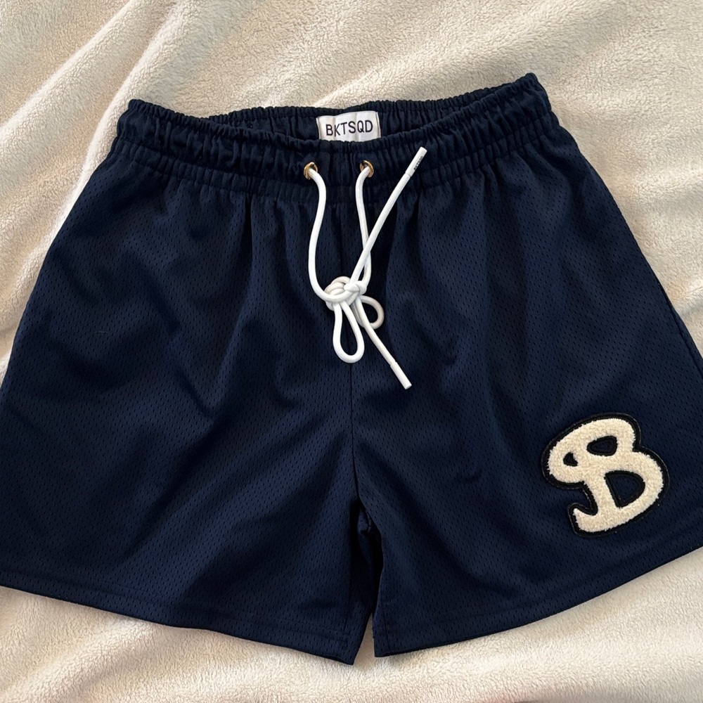 Navy Athletic Men's Shorts with Logo